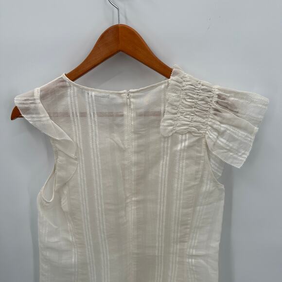 CHELSEA & WALKER NWT Ivory Cotton Silk Blend Bush Ruffle Top Blouse // 6 - Picture 11 of 15